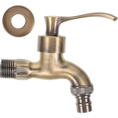 Robinet lave-linge, zinc, doré, mural, pour machine à laver (1/5)