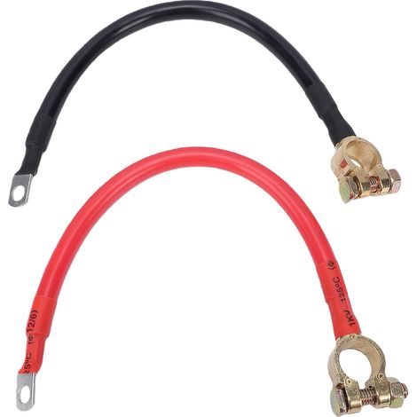 Câbles de batterie 3AWG 28cm avec pince de borne en cuivre, onduleur de puissance 11,02 pouces pour panneaux solaires marins, voiture camion RV (1/5)