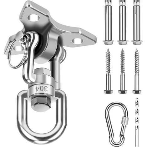 Support et fixation pour hamacSupport et fixation pour hamac Suspendue Crochet Pivotant à 360 °, Support Extérieur en Acier Inoxydable Jusqu'à 500 kg pour la Fixation au Plafond Chaise Suspendue Hamac (1/5)