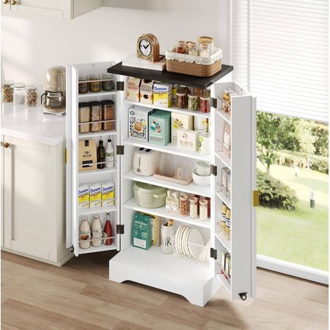 MEUBLIV meuble de rangement de cuisine 120 x 60,5 x 40 cm blanc – LED, double porte (1/5)