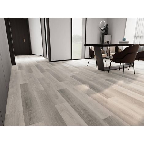 Sol PVC - Lames PVC clipsable avec sous couche intégrée- GARANTIE 20 ans -Ep. 5,5 mm- Gris foncé - Dimensions L 122 cm x l 23 cm (1/5)