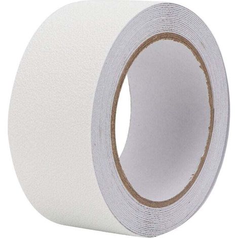Nastro adesivo antiscivolo in gomma PEVA/PU per pavimenti, scale, gradini, striscia di sicurezza abrasiva e antiscivolo, 5 m (bianco) (1/4)