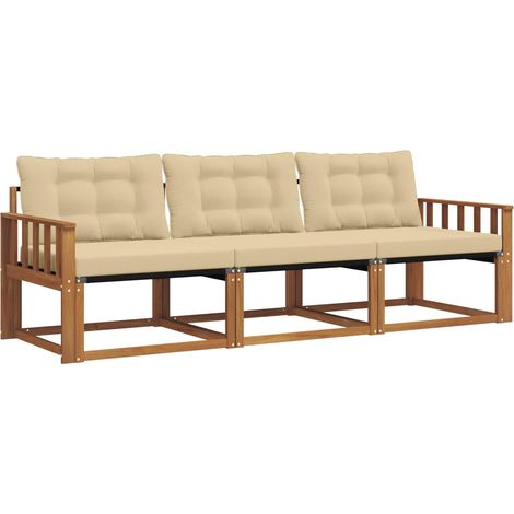 Ensemble de canapés d'extérieur 3 pcs Salon de jardin Naturel et Beige (1/5)