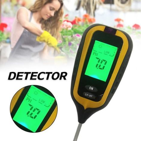Testeur de sol 4 en 1 - - Mesure température, humidité, lumière, pH - Portable - Écran rétroéclairé (1/3)