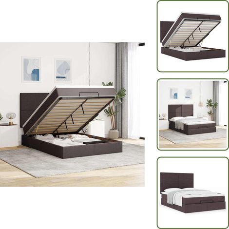 The Living Store Struttura Letto Pouf con Materasso 140x190 cm in Tessuto - Materasso a molle insacchettate