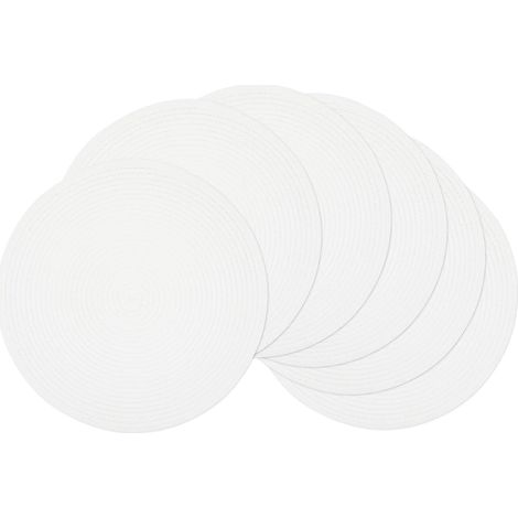 Set di 6 tovagliette rotonde intrecciate per tavoli da pranzo, tovaglietta lavabile da 15 pollici (bianco, 6)