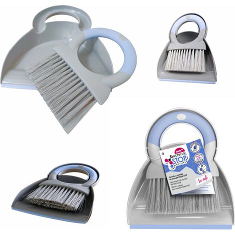 Mini Set Pelle et Balayette de Table Ramasse-Miettes Compact Pratique Brosse Poils Denses pour Nappe Plan de Travail Clavier Camping Bureau Nettoyage Rapide Petit Balai Main Bleu Gris (1/5)