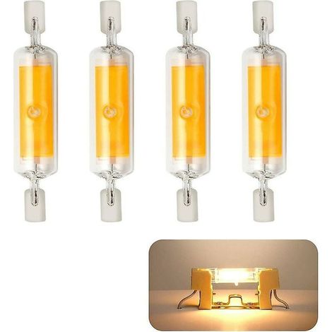 Pack of 4 R7S LED Bulbs 78mm Dimmable 10W 230V Warm White 3000K COB LED Bulb LED Bulbs 800LM 360° Beam Angle Equivalent to 80W Halogen Lamp [Energy Efficiency Class A+] (1/5)