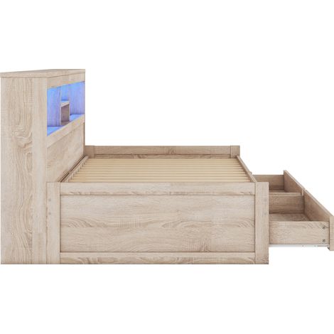 Letto banquette 90 x 200 cm con cassetti, LED, porte USB e prese di ricarica HOMVRA (1/5)