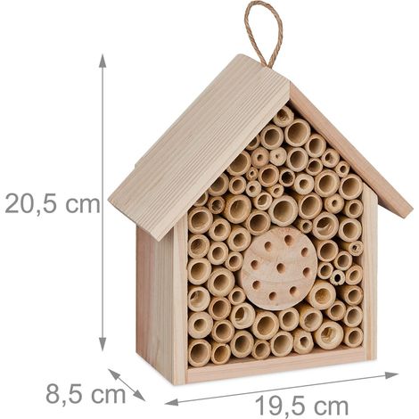 Hotel per insetti da giardino 30 x 20 x 10 cm rifugio per la nidificazione naturale design in legno non trattato 130013957