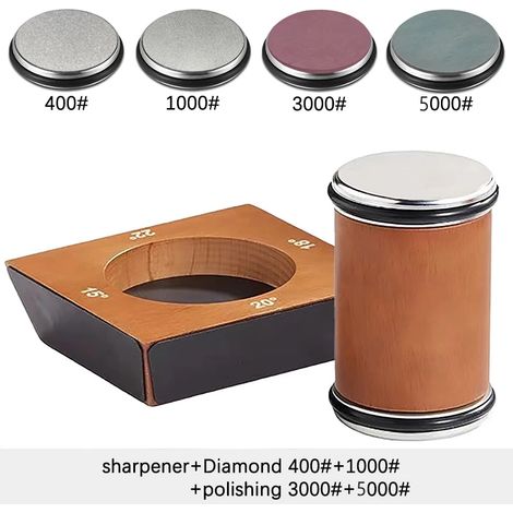 (Expédition en 24h) Affûteur de couteaux à rouleaux en bois (4 angles) - Système d'affûtage professionnel - Pierre à aiguiser diamantée (1/5)