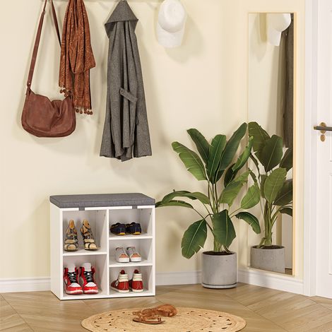 Meuble à Chaussures ,Banc à Chaussures, Étagères Réglables,5 Compartiments,pour Couloir Salon,50.8X30X53CM,Gris (1/5)