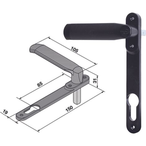MANIGLIA CON PLACCA PER SERRAMENTI SERIE 086 PER CILINDRO SAGOMATO WELKA