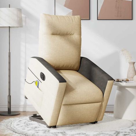 Elektrischer Massagesessel mit Aufstehhilfe Creme Stoff (1/5)