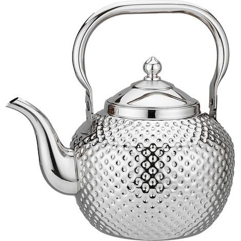 2000 ml Teekanne mit Teesieb - Edelstahlkessel mit Tragegriff - Induktions-/Gasgeeignete Teekanne (Silber) (1/5)