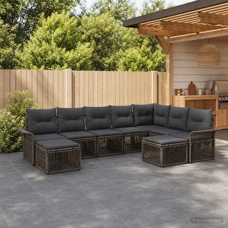 Set Divano da Giardino 9 pcs Grigio e Grigio Scuro polyrattan vidaXL (1/5)