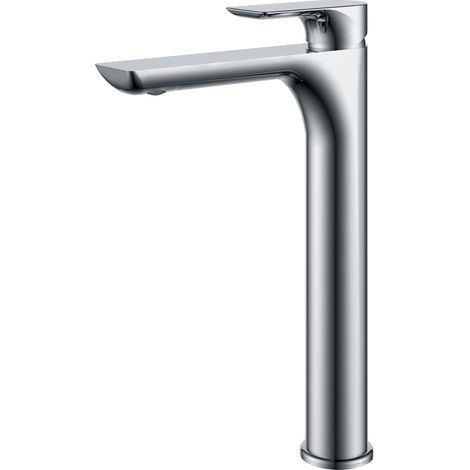 IMEX Robinet monocommande lavabo haut en laiton chrome avec cartouche ceramique Ø35 mm et flexibles 3-8 finition chromee corps en laiton et zamac modele Nassau BDU014-3 (1/2)
