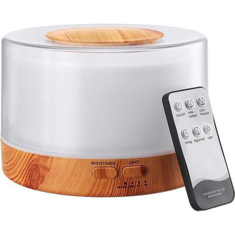 Diffuseur huiles essentielles 700 ml, humidificateur ultrasonique brume fraîche LED minuterie (1/5)