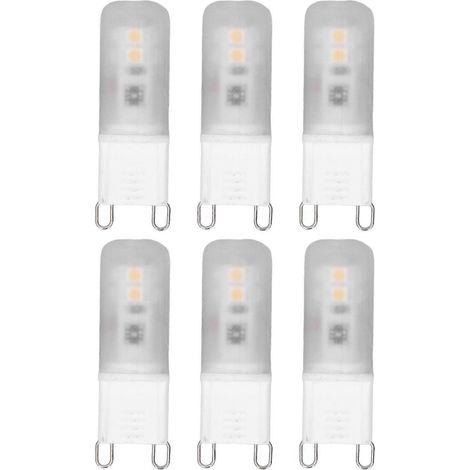 Lot de 6 ampoules LED G9 en céramique, 200 lm, culot G9, pour appliques murales et lustres, équivalent halogène 2 W/20 W, 220 V, blanc chaud-AquaForge (1/5)