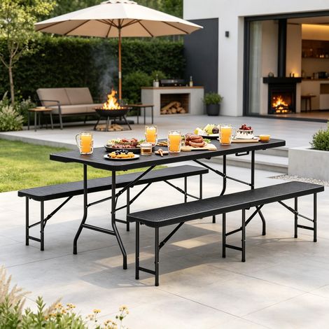 Ensemble de mobilier de jardin conversation pliant 3 en 1 - Mobilier de patio camping et extérieur pour terrasse balcon jardin résistant aux intempéries (1/5)