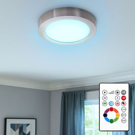RGB LED Decken Aufbau Lampe FERNBEDIENUNG Wohn Zimmer Beleuchtung Dimmer Lampe  silber