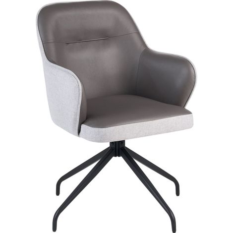 Chaise de Salle à Manger Scandinave en Tissu Pivotante Dossier Haut Gris et Gris Clair Stowe (1/5)