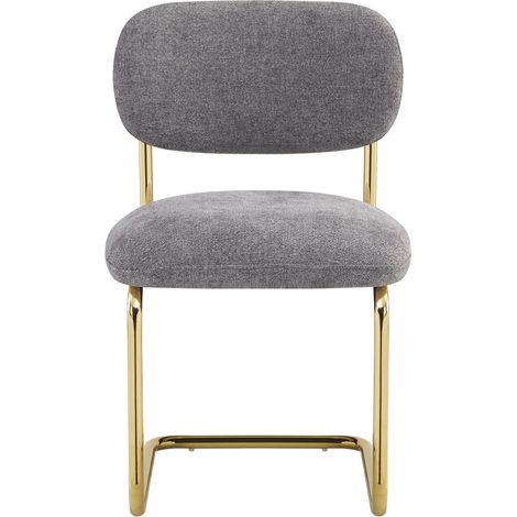 Lot de 4 chaises salle à manger tissu anthracite, pied doré - ARC (1/5)