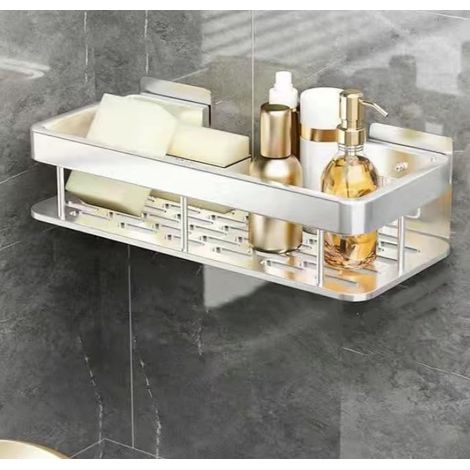 1 Panneau mural auto-adhésif multifonctionnel : Idéal pour les salles de bains et les cuisines, étagère/meuble-lavabo mural pour salle de bains, étagère de rangement sans perçage en argent. (1/5)