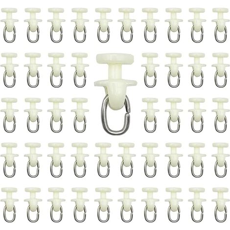 Rouleaux de Rail de Rideau-100 pièces Rail intérieur Crochet de Rideau Rail Glisseur Rail,Rideau Poulie à Rideaux en Plastique(Blanc) (1/5)
