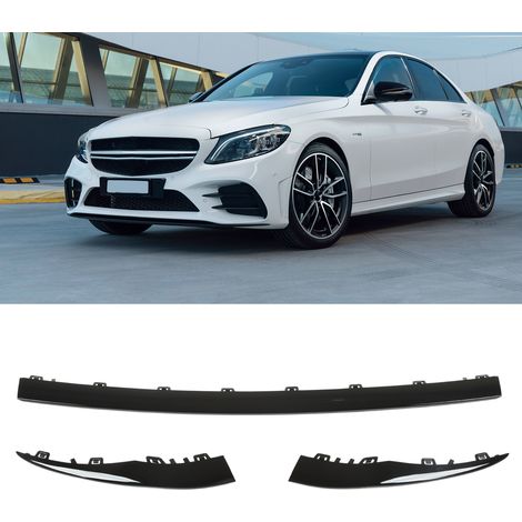Mercedes-Benz C-Klasse W205 AMG Line Facelift (2019–2021), dreiteiliger Frontstoßfänger-Unterteilsatz in Hochglanzschwarz