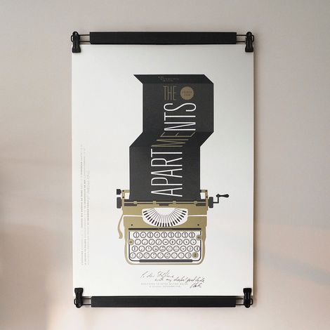 Porte Affiche Poster Pant noir - Suspension de poster en bois 70 cm