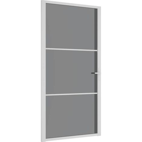 Porte intérieure,Porte d'entrée 102,5x201,5 cm Blanc Verre ESG et aluminium CFW18708 (1/5)