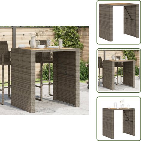 Tavolo da esterno - vidaXL Tavolo Bar da Giardino Piano in Acacia 105x80x110 cm Polyrattan - Tavolo in rattan PE