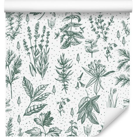 Papier peint décoratif à motifs de feuilles, plantes, herbes et fleurs pour salon et chambre 50x1000 (1/5)