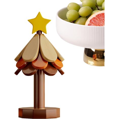 Dessous de plat en bois, forme sapin, isolant thermique (1/5)