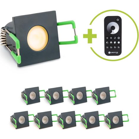 Einbaustrahler Mini Livorno eckig 3W 2700K IP65 - Farbe: anthrazit RAL 7016 - Anzahl: 10x (1/5)