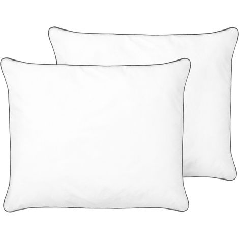 Conjunto de 2 almohadas relleno de microfibra de algodón japara 50 x 60 cm perfil alto blanco Pelister (1/5)