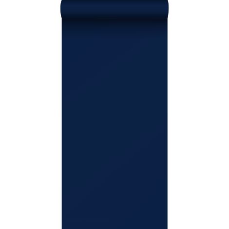 Papier peint uni bleu marine – Intissé écologique – Dimensions 53 cm x 10,05 m – Raccord libre – Pose facile sans table à tapisser