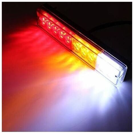 Feux arrière LED 12V universels – Lot de 2 – 20 ampoules – Clignotants, feux stop et de recul – Installation facile avec 5 fils colorés - 20LED (1/4)