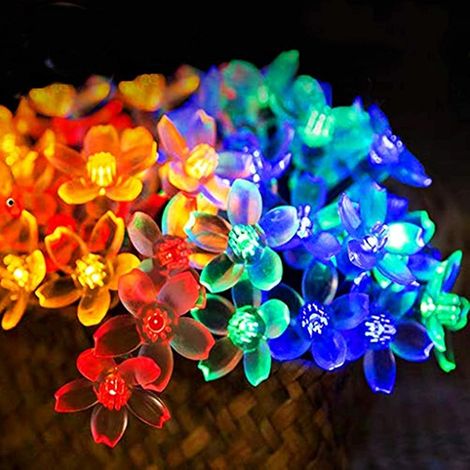 Guirnalda de luces solares para flores de exterior, 6,5 m, 30 LED, 8 modos, resistente al agua IP65, luces LED de colores para jardín, balcón, terraza, Navidad, bodas y fiestas. (1/5)