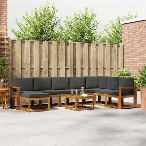 vidaXL Outdoor-Sofagarnitur mit Kissen 9 pcs Natur und Anthrazit (1/5)