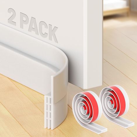 2 pezzi di paraspifferi per porte, guarnizione inferiore autoadesiva per isolamento e blocco della polvere (100 x 5 cm, bianco) (1/5)