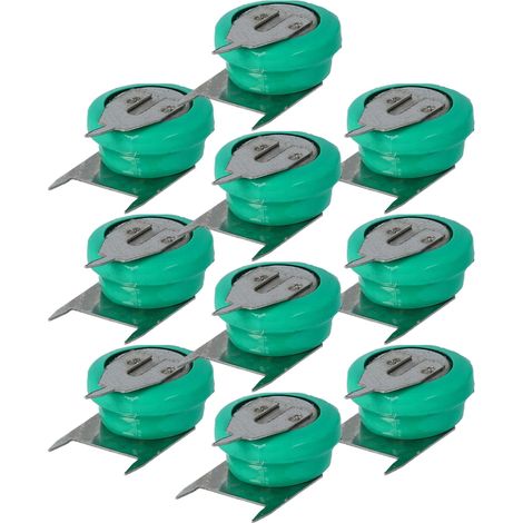 vhbw 10x NiMH Ersatz Knopfzellen-Akku Typ V40H 3-Pins 40mAh 1,2V kompatibel mit Modellbau-Akkus, Solar-Leuchten uvm.