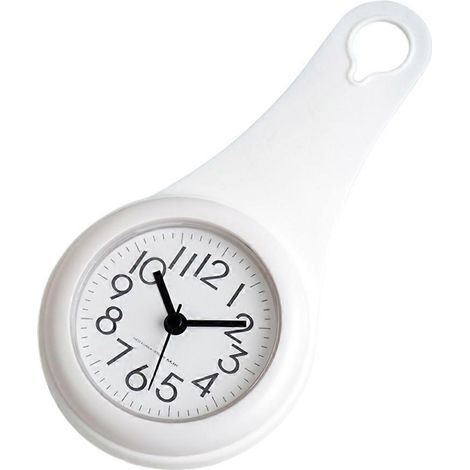 Réveil de salle de bain simple, horloge de cuisine, étanche et silencieuse à ventouse - Blanc (1/5)