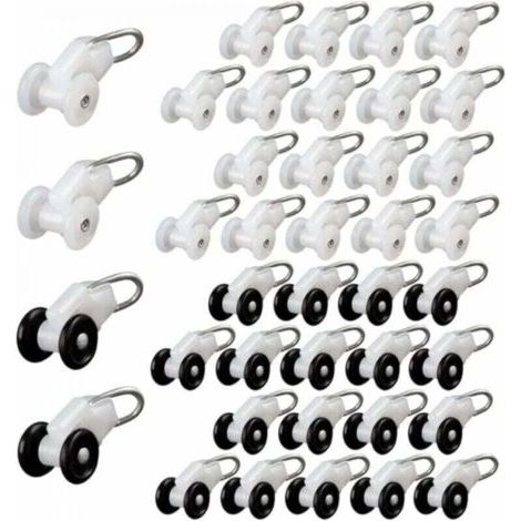 40-Piece Curtain Glider Rollers, Pergola Rail Hooks, Curtain Rail Rollers, Metal Pulley Wheel, Sliding Curtain Hooks, Curtain Rod Rollers, Curtain Rail Glider