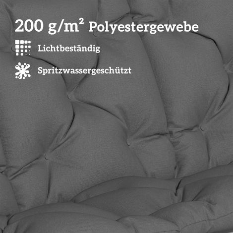Coussin de siège étanche et anti-glisse pour banc, balancelle extérieure avec dossier et attaches, 150x100 cm, gris anthracite (1/4)