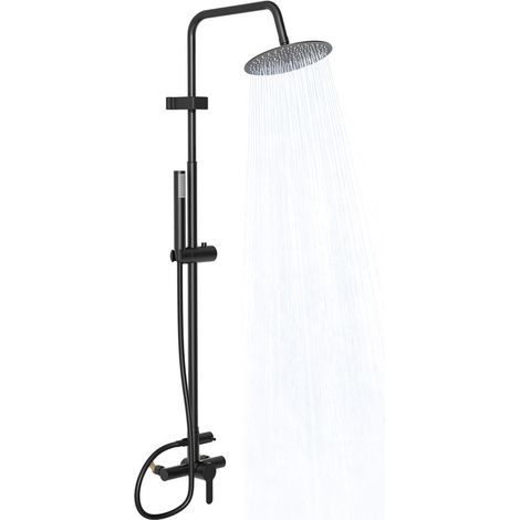 Ensemble de douche en acier inoxydable - La hauteur du poteau est réglable, Pommeau de douche de 20 cm - Résistant à la corrosion et à la décoloration (1/5)