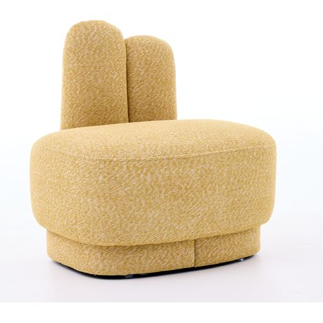 CHICFURN Puff otomano conejo 54 x 41,5 x 54 cm, tejido amarillo, asiento auxiliar, sin almacenaje (1/5)