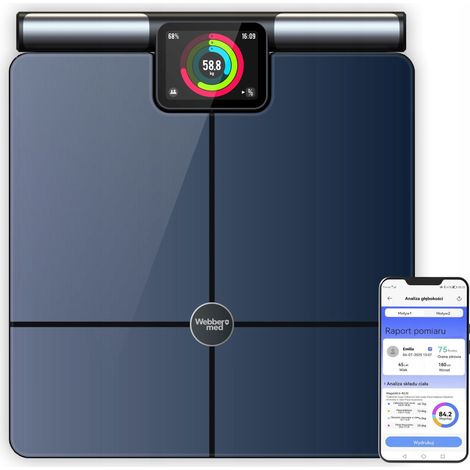 Analytische Badezimmerwaage mit 57 Parametern, kompatibel mit Apple Health, Google Fit und WLAN