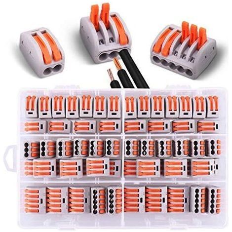 60 pièces Connecteurs électriques avec levier de commande,20pcs 2 entrées, 30pcs 3 entrées,10pcs 5 entrées Blanc (2/3/5) (1/5)
